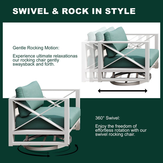 Aluminum Outdoor Patio Conversation Set with Coffee Table