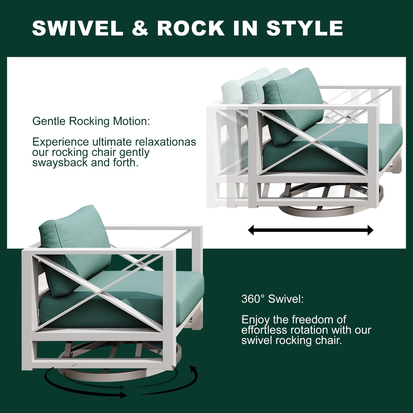 Aluminum Outdoor Furniture Set, Modern Patio Conversation Set Sectional with Coffee Table for Garden, Porch, Balcony, Yard