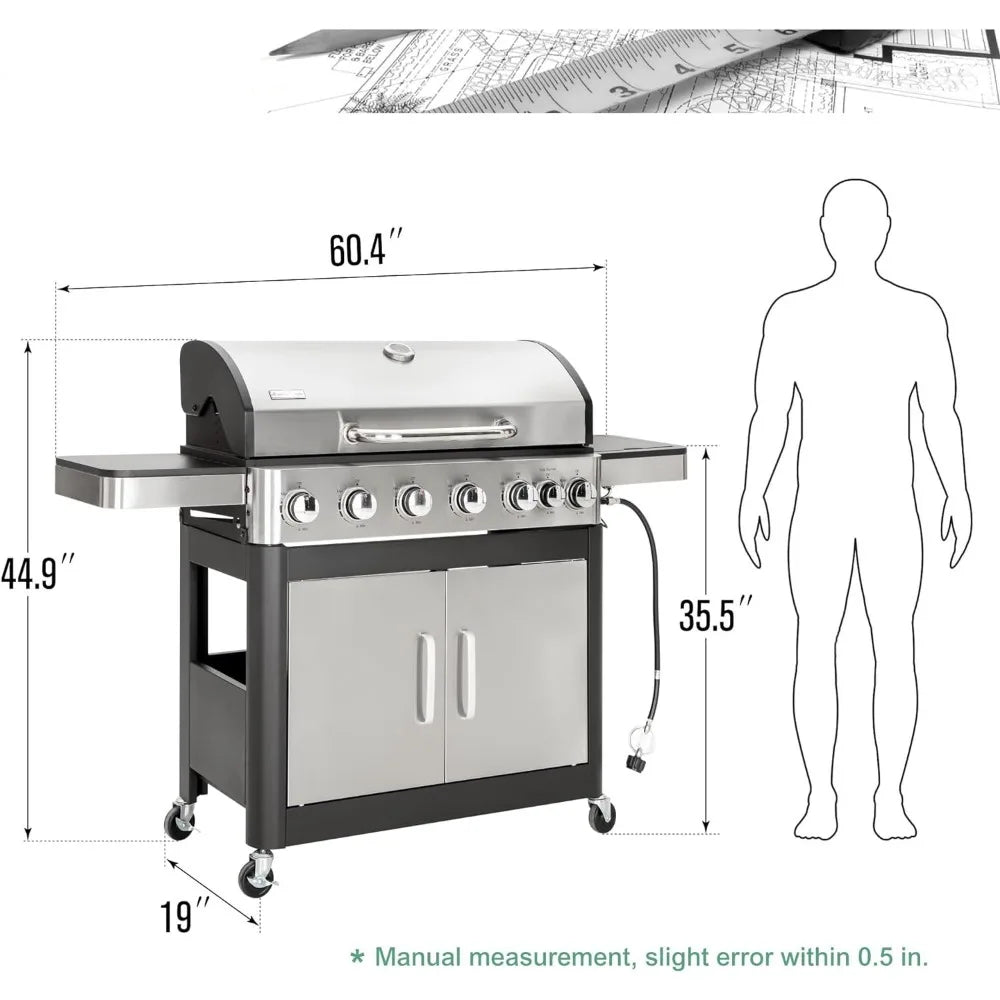 7-Burner Propane Gas Grill Stainless Steel Outdoor Backyard Patio Cooking Grill