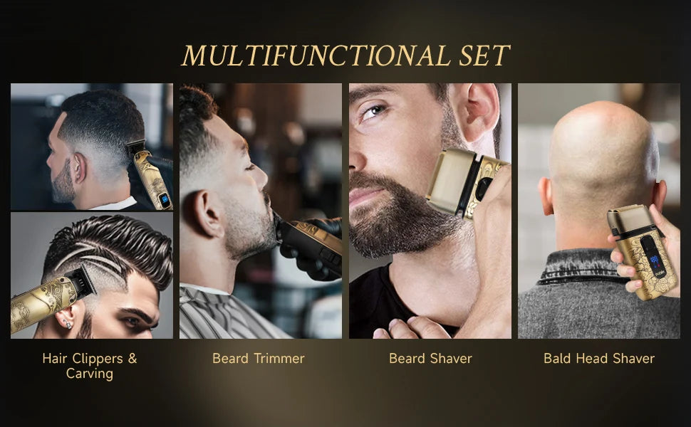 OUDIM 2-in-1 Professional Shaver & Clipper Set with High-Speed Motor, Type-C Fast Charging & LED Display