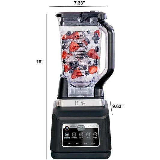 Ninja BN805A Pro Plus 5-in-1 Kitchen System – 1400W Auto-iQ Blender, 72oz Pitcher, 64oz Food Processor Bowl, 2x 32oz To-Go Cups, Total Crushing & Dough Blade, Black