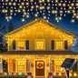 Solar LED Eaves Icicle String Lights 8 Lighting Modes Outdoor Waterproof Christmas Decorations