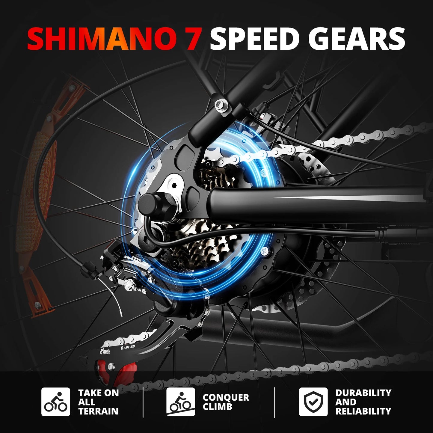 AMYET EB26 1000W Electric Bike with 26" Fat Tires & 48V Battery