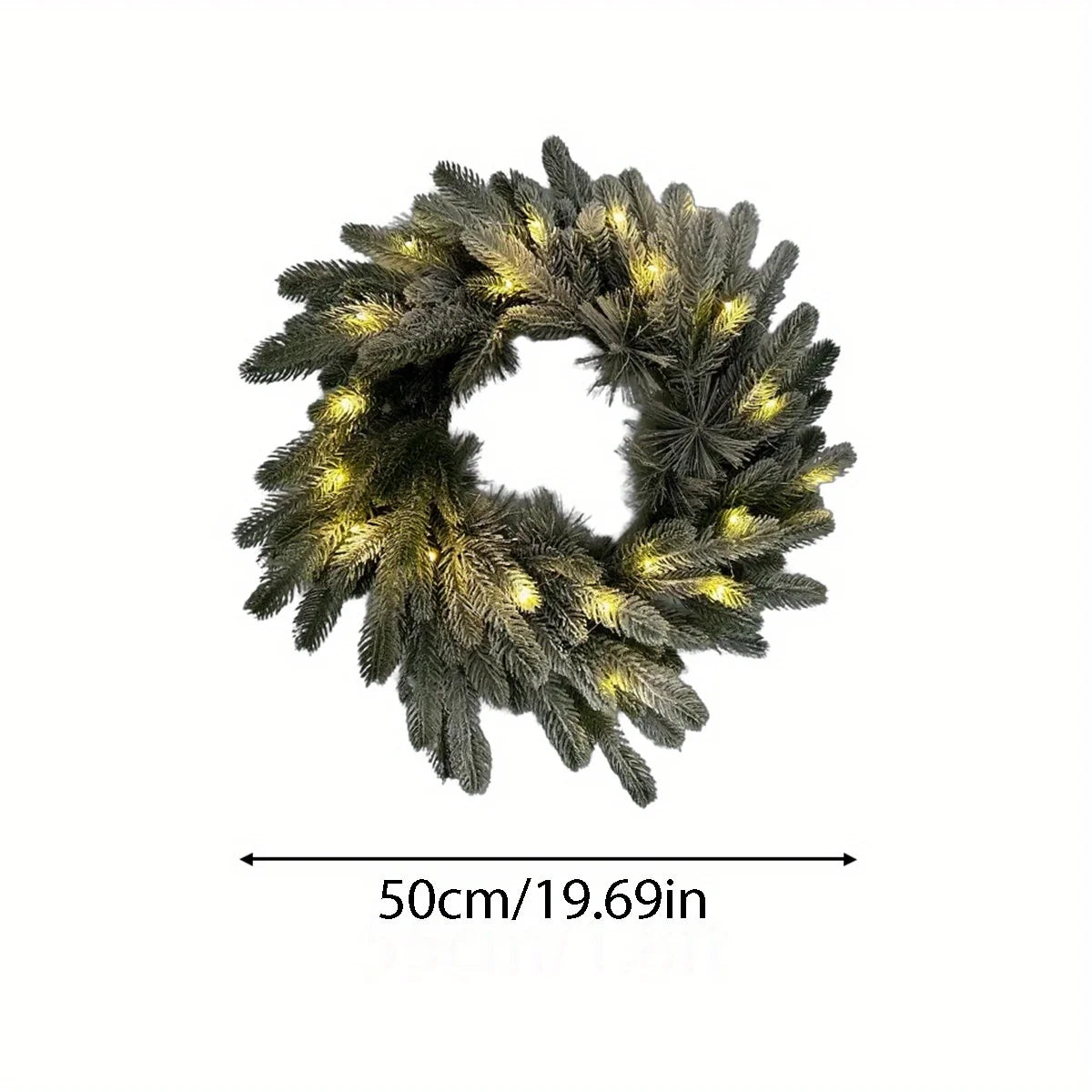 Pre-Lit Greenery Pine Cone Christmas Garland Flocked with Warm White Led Lights, Front Door Christmas Wreath, Teardrop Shape