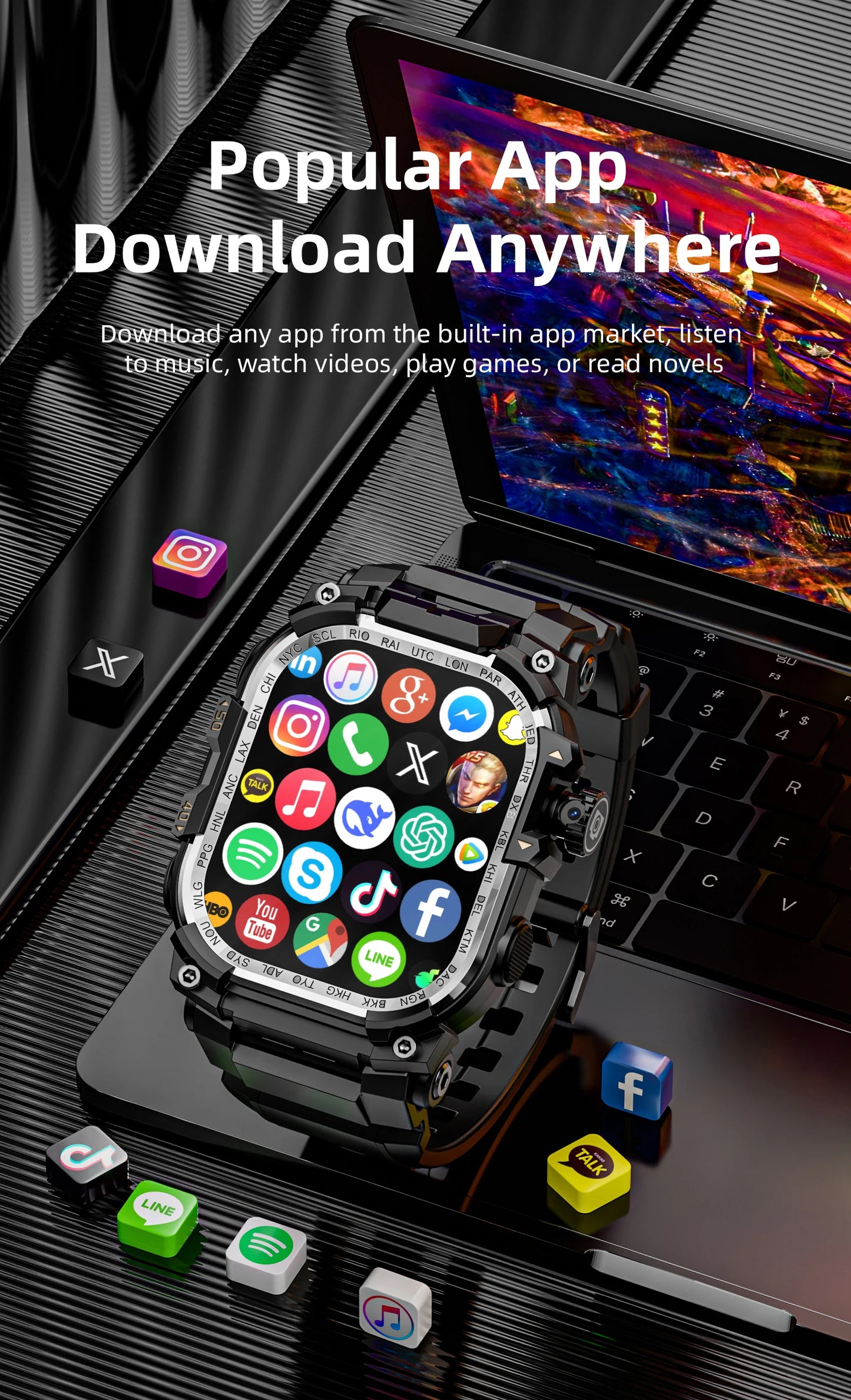 LOKMAT APPLLP 7 MAX Smart Watch Phone – 4G/5G Android Smartwatch with Rotating Camera, AMOLED Display, 3GB+32GB Storage