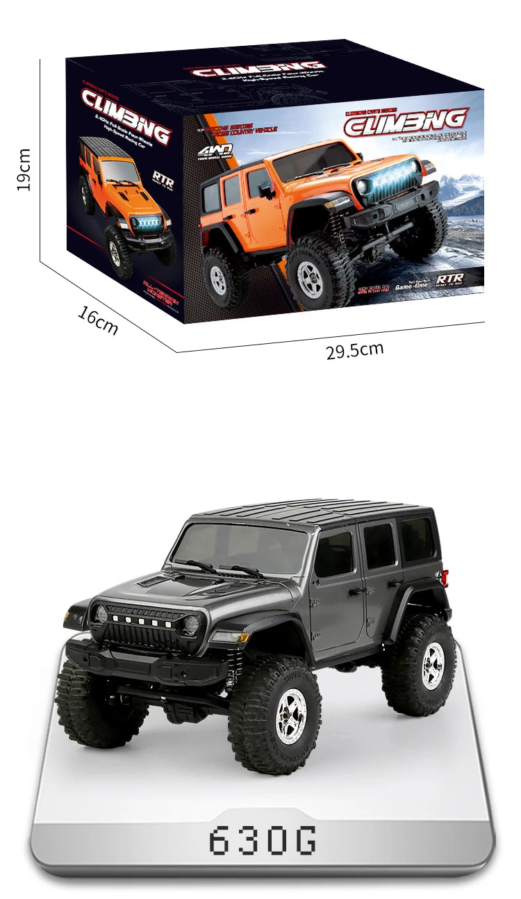 C8801 1:18 RC Climbing Jeep – 4WD Off-Road Rock Crawler with Lights, 2.4GHz Remote, 370 Motor & Simulation Body