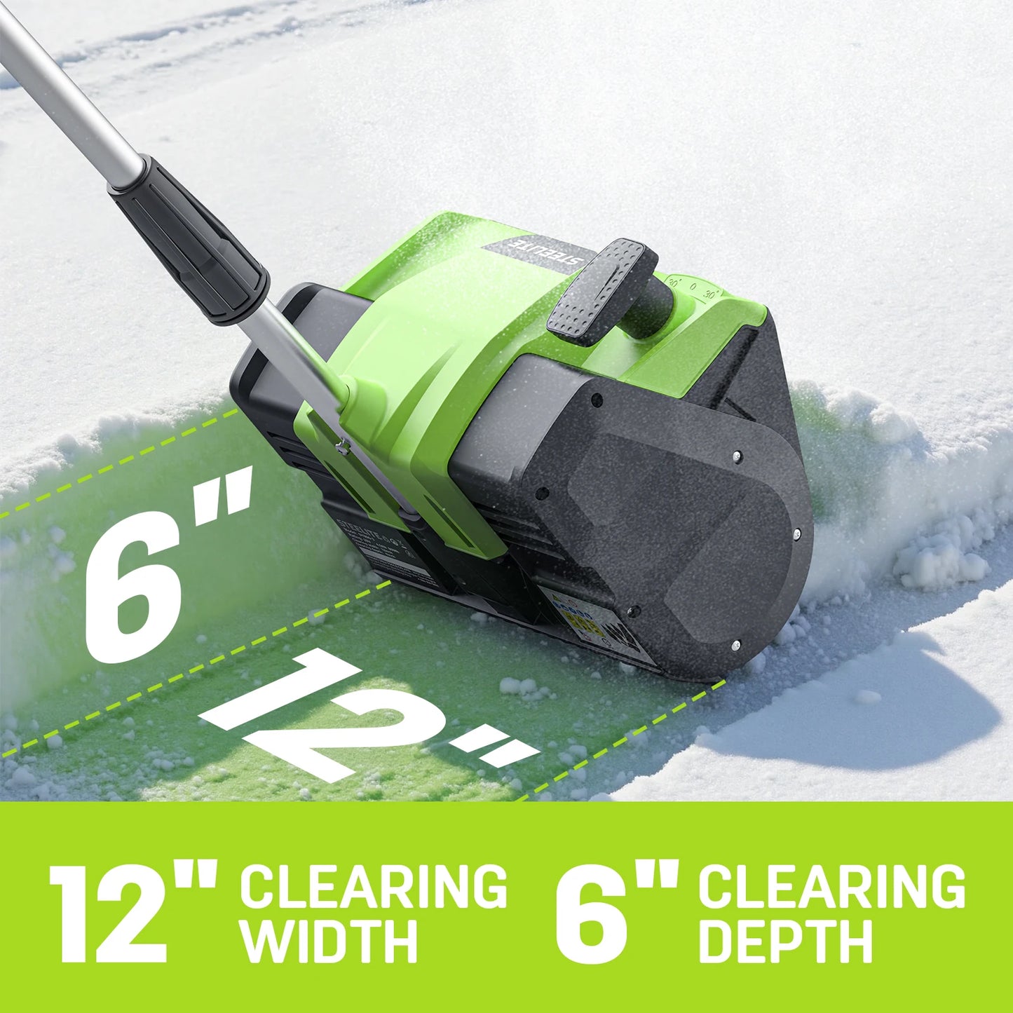Deli 21V Cordless Snow Shovel with 4.0Ah Battery – 12" Clearing Width, 20FT Throw Distance, 60° Adjustable Chute & Lightweight Design