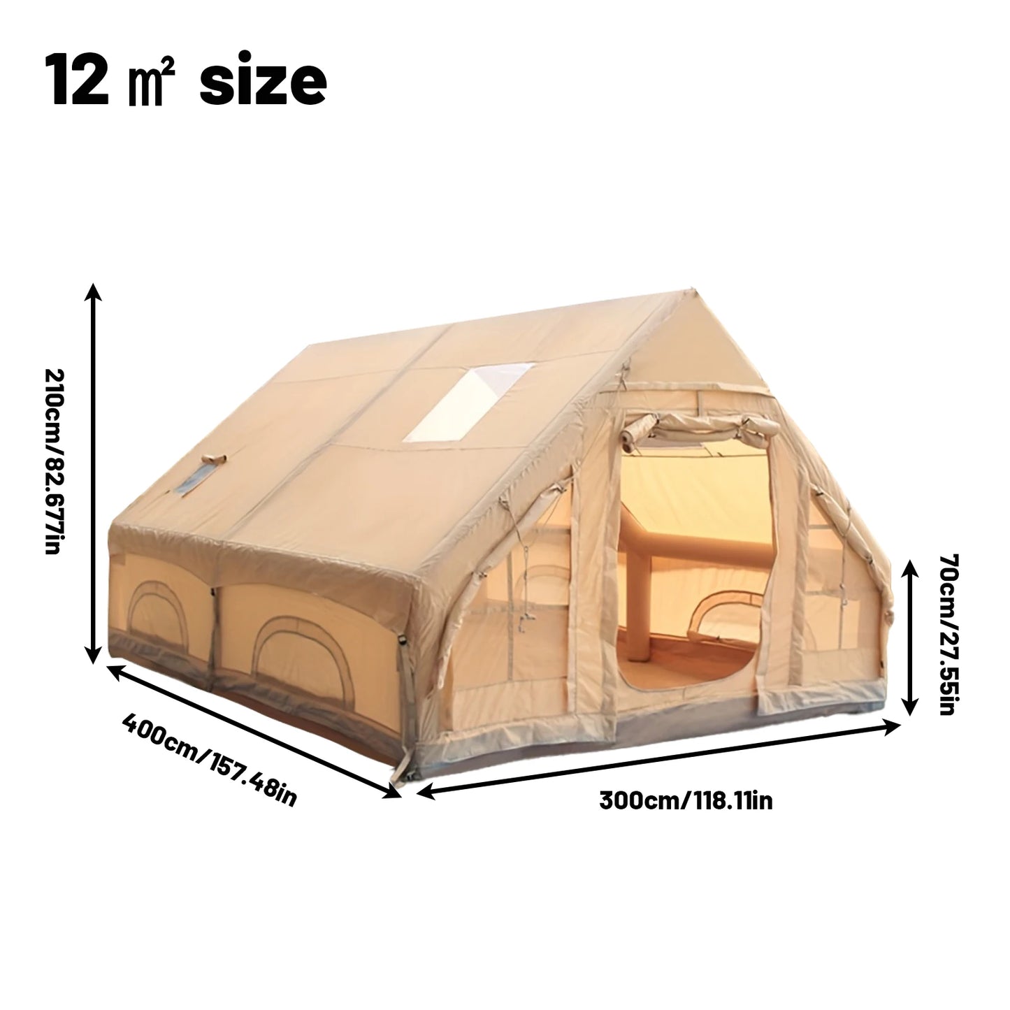 Inflatable Glamping Tent Luxury Air Tent for Camping with Stove Jack (4–8 Person)