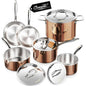Civete 10-Piece Tri-Ply Stainless Steel Cookware Set – Copper Finish | Induction Ready | Professional-Grade Construction