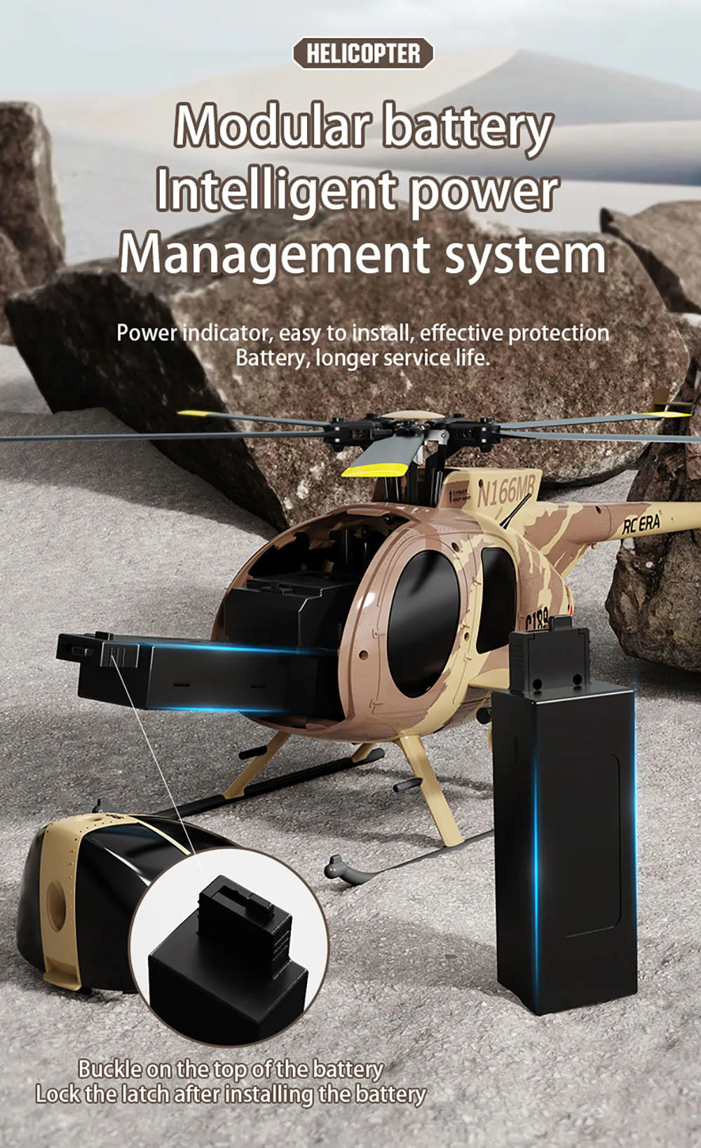 RC ERA C189 MD500 2.4G 6CH Flybarless Brushless RC Helicopter with Altitude Hold – 1:28 Scale