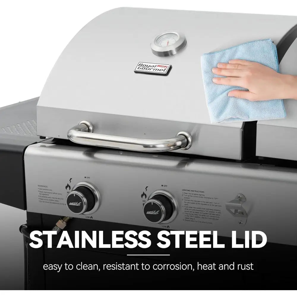 ZH3002N Propane Gas & Charcoal Grill Combo – Dual Fuel BBQ Grill with Cabinet & Side Shelves