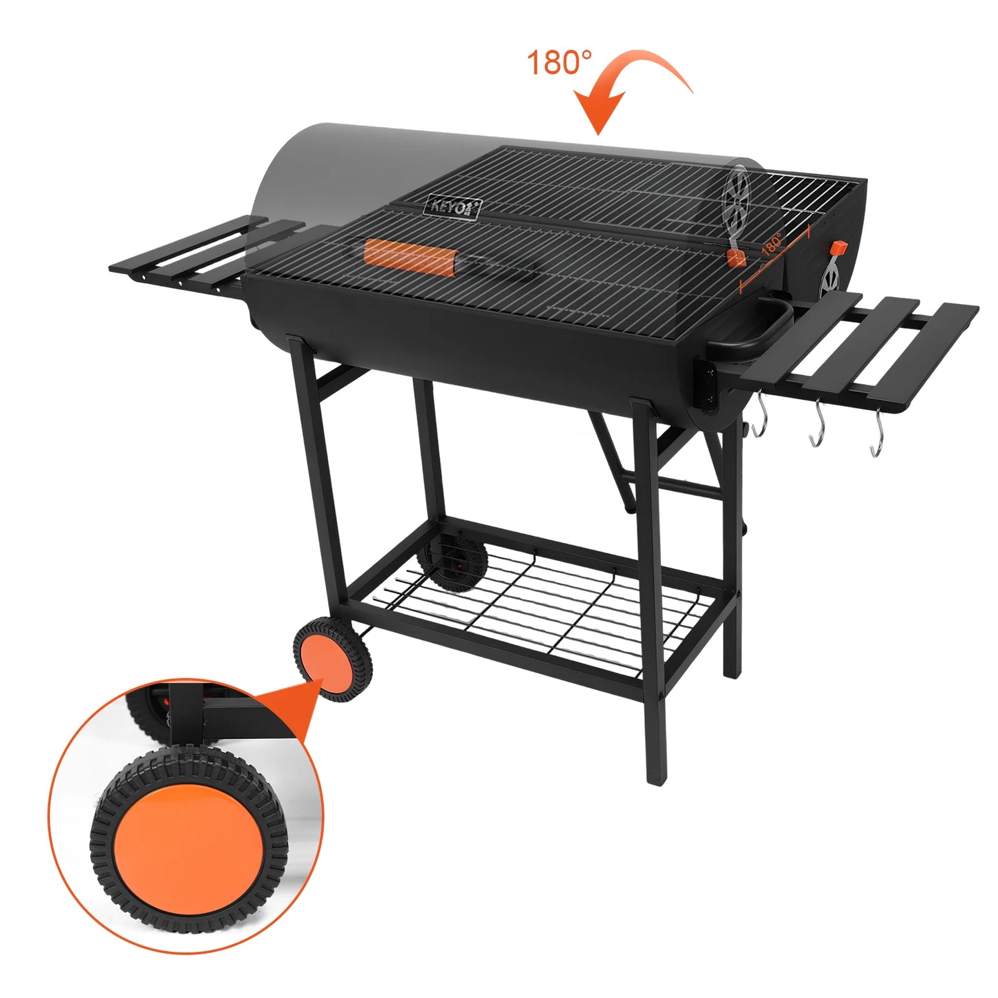 EExtra Large Outdoor Charcoal Grill Smoker – 871 Square Inches Cooking Area with 2 Foldable Side Tables