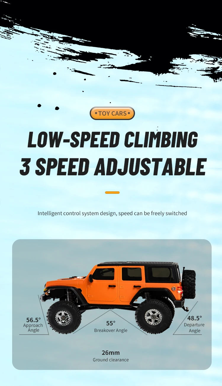 C8801 1:18 RC Climbing Jeep – 4WD Off-Road Rock Crawler with Lights, 2.4GHz Remote, 370 Motor & Simulation Body