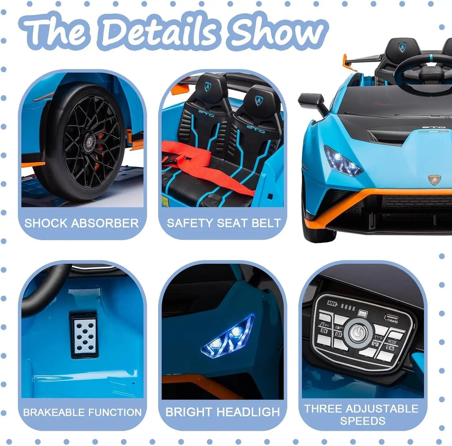 24V Kids Ride on Car Compatible for Lamborghini Electric Car with 4 Wheels Sports Car Toys Remote Control