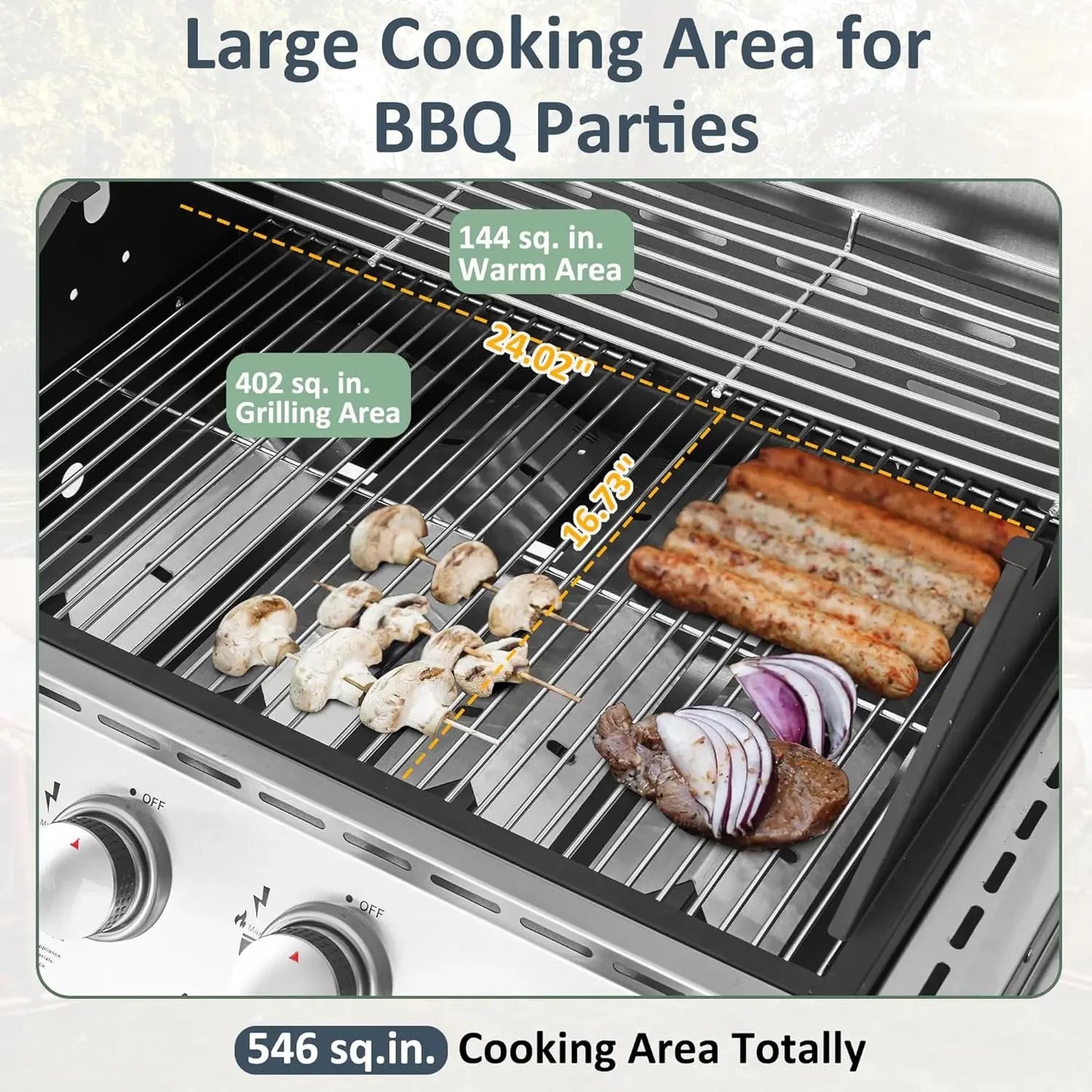 Propane Gas Grill 4 Burners with Side Burner – 60,000 BTU Stainless Steel Outdoor Grill Cart