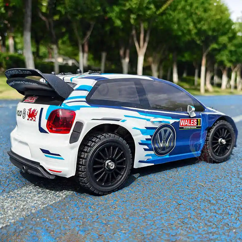 MJX Hyper Go 14304 1:14 Volkswagen Polo R WRC Brushless RC Car – 42KM/H Drift Rally Racer with Gyro, Lights & Metal Chassis