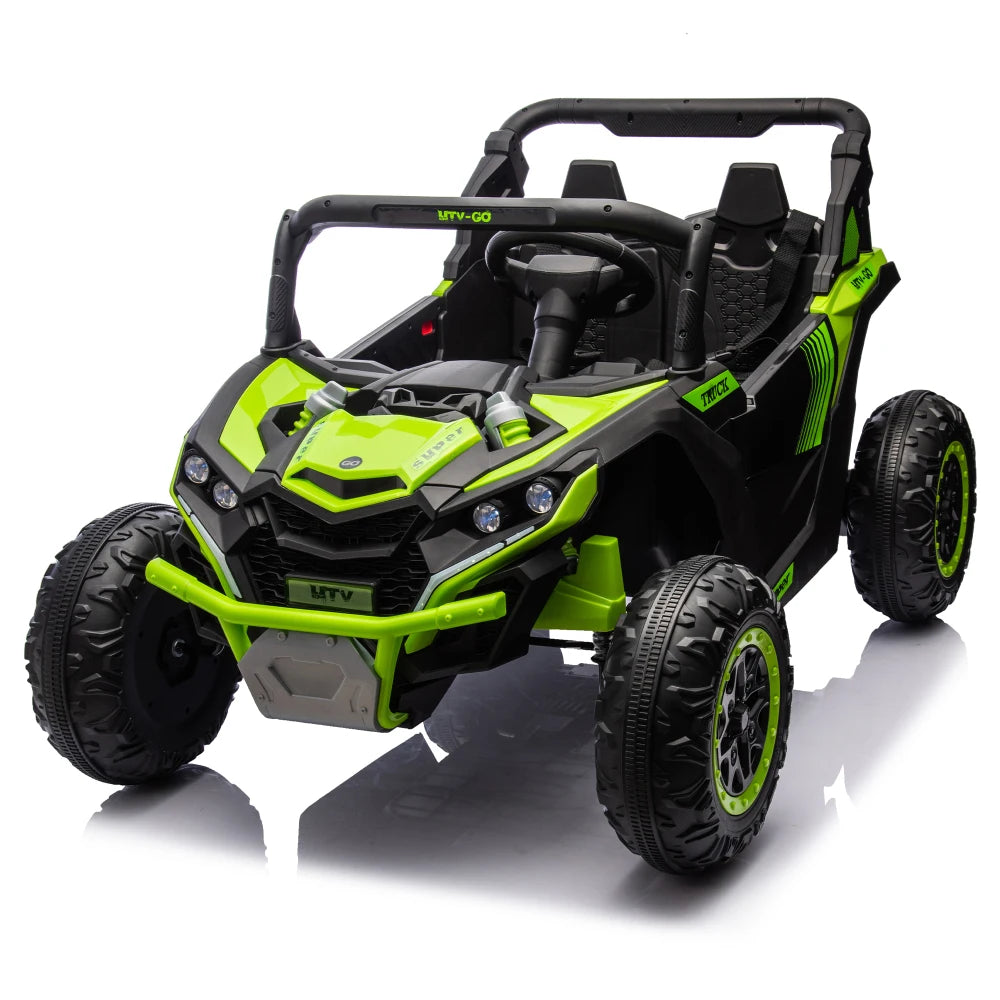 24V Two-Seater Electric Ride-On UTV for Kids – Remote Control, 4-Wheel Suspension, Slow Start & Big Wheels for Ages 3+