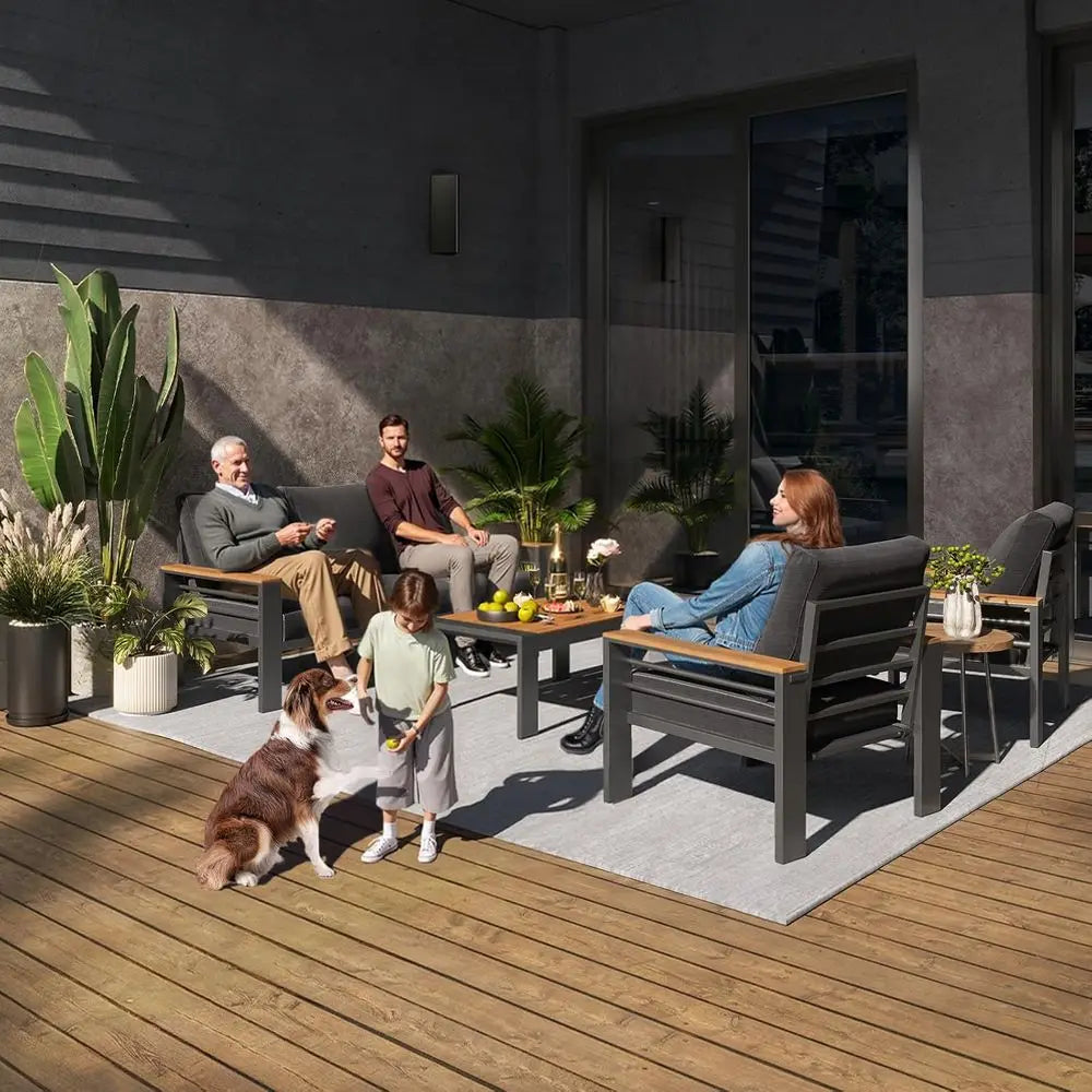5-Seat Outdoor Sectional Patio Set with Coffee Table, Upgraded Cushions for Backyard, Garden & Poolside
