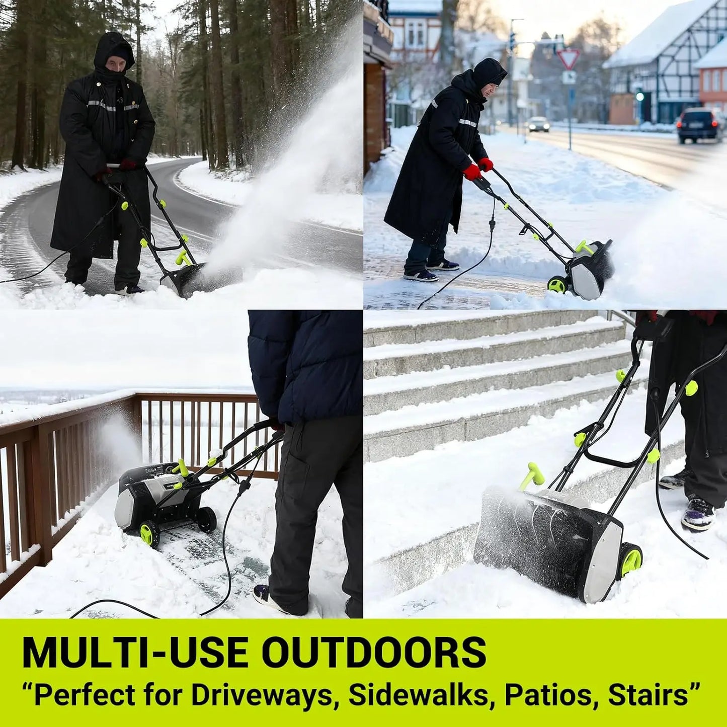 17" Wide Electric Snow Shovel 12-Amp, Corded Snow Blower with Adjustable Chute Throws Snow 20 FT, for Driveways Patios Winter St