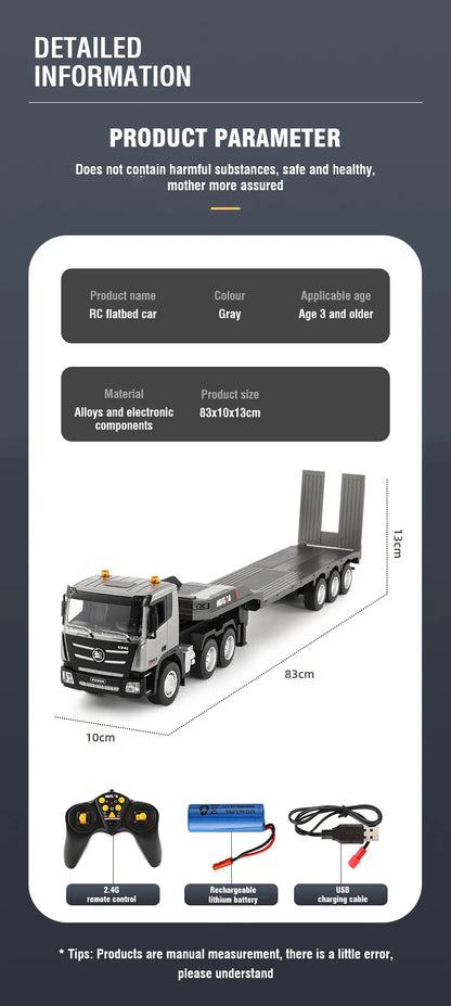 Huina 1318 1:18 RC Flatbed Transport Truck – 9-Channel Alloy Trailer Model