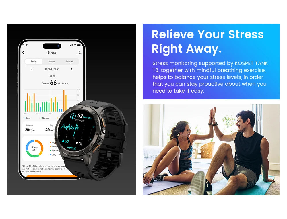 KOSPET TANK T3 Smartwatch – Military Grade, AMOLED Display, 5ATM + IP69K Waterproof