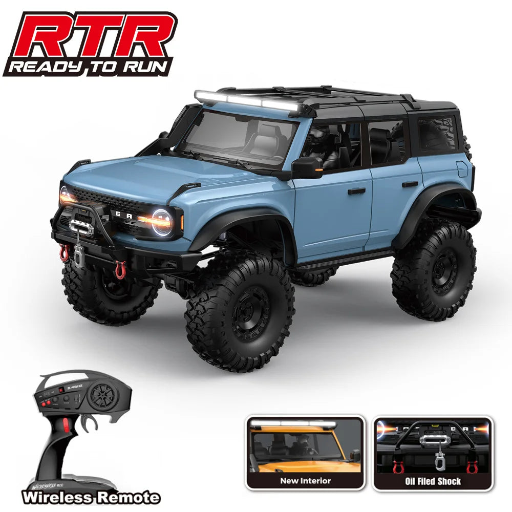 1/10 HB RC Crawler 4WD RTR Rock Off-Road Vehicle – Metal Gears, LED Lights, 2-Speed, Remote Control Truck for Adults