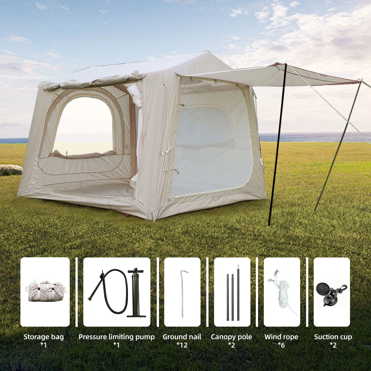 Inflatable SUV Camping Tent – Waterproof Air Tent with Easy Setup for 4-6 People