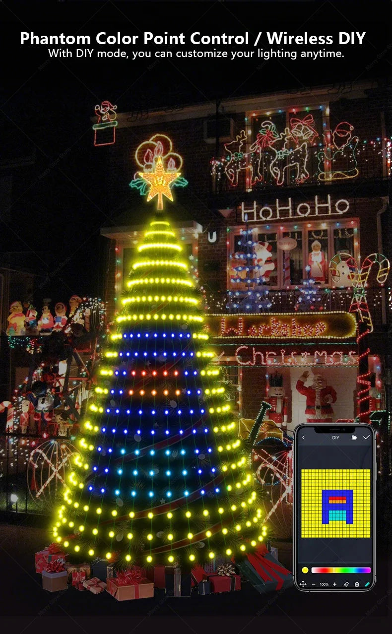 400 LEDs Remote & App Control RGB  Smart Christmas Tree Lights & Outdoor Holiday Decoration