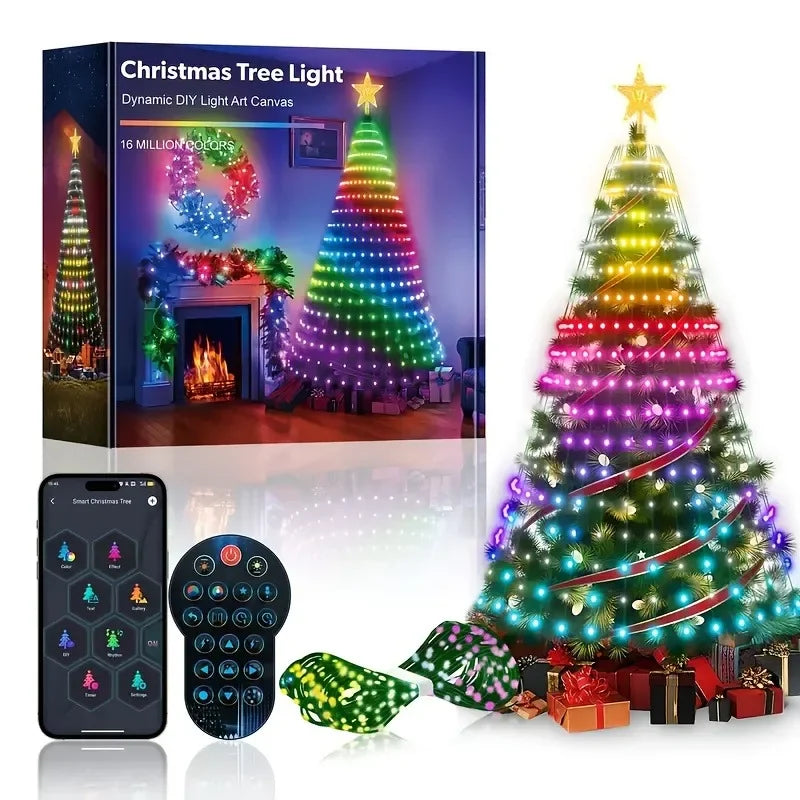 MIMIRGB 6.89FT Smart Christmas Tree Light 400 LED Indoor String Light with Remote Control DIY Text Christmas Tree Decoration