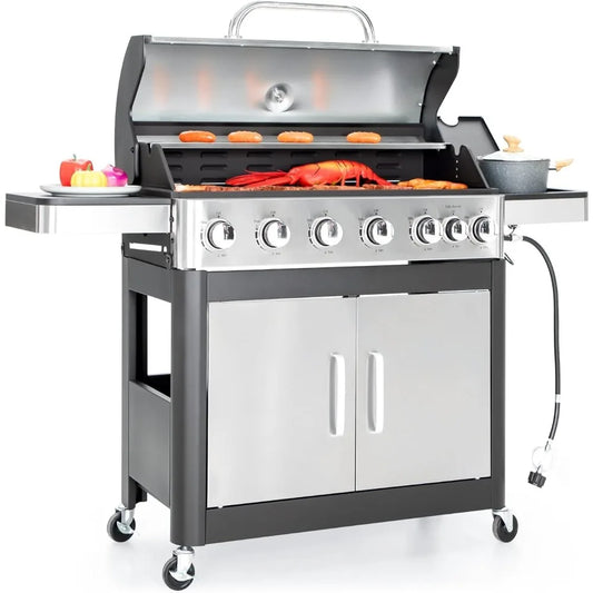 7-Burner Propane Gas Grill Stainless Steel Outdoor Backyard Patio Cooking Grill