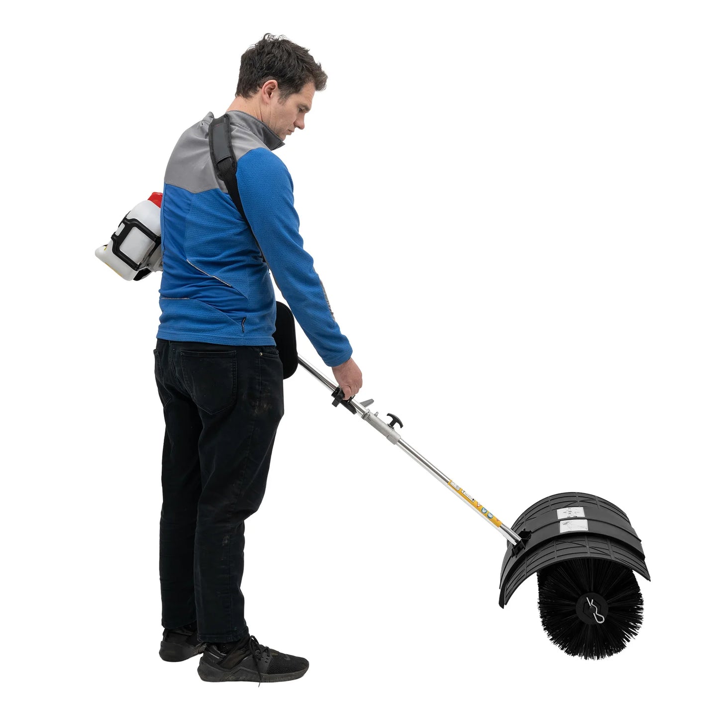 2.3HP 52CC Gas Power Walk Behind Sweeper – Handheld Outdoor Broom for Snow, Leaves, Mud, and Artificial Grass | Heavy-Duty 2-Stroke Engine
