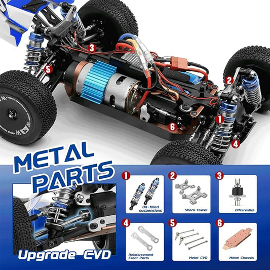 WLtoys 144011 1/14 4WD RC Car – Upgraded Brushless Off-Road Racer with 43+ MPH Speed & Metal Chassis (144001 V2)