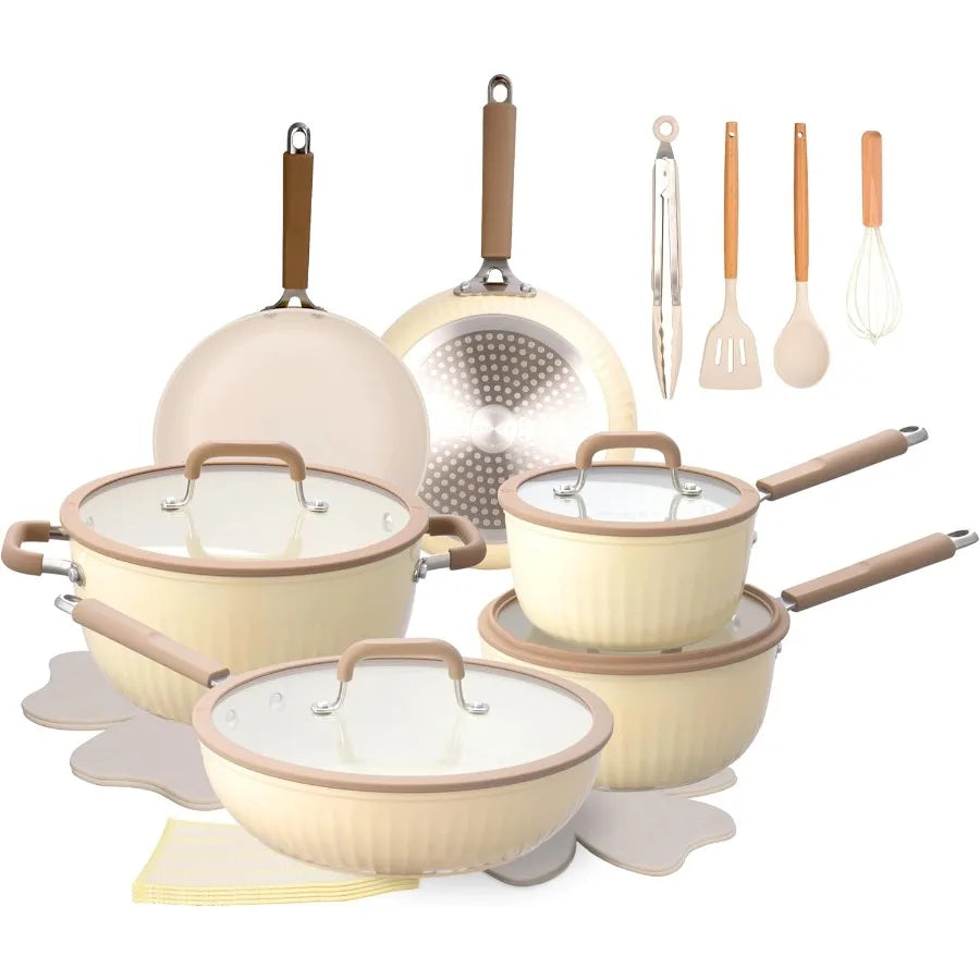 22-Piece Nonstick Ceramic Cookware Set – Pots, Pans & Kitchen Tools
Induction-Compatible Cookware with Stay-Cool Handles