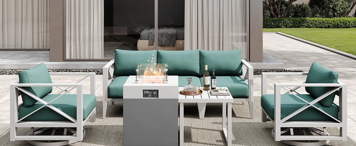 Aluminum Outdoor Patio Conversation Set with Coffee Table