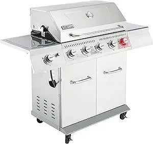 GA5404H 5-Burner Propane Gas Grill with Side Burner & Warming Rack – 64,000 BTU Outdoor BBQ Grill
