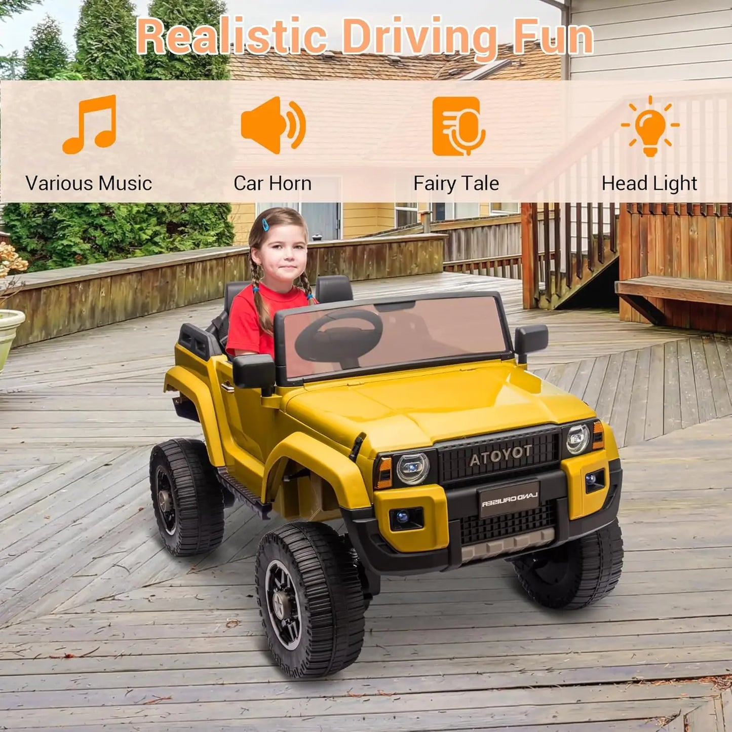 Kids Electric Ride-On Car – 24V 2-Seater Toyota Land Cruiser Truck with Remote Control, 4×100W Motors & 4WD/2WD Switchable System