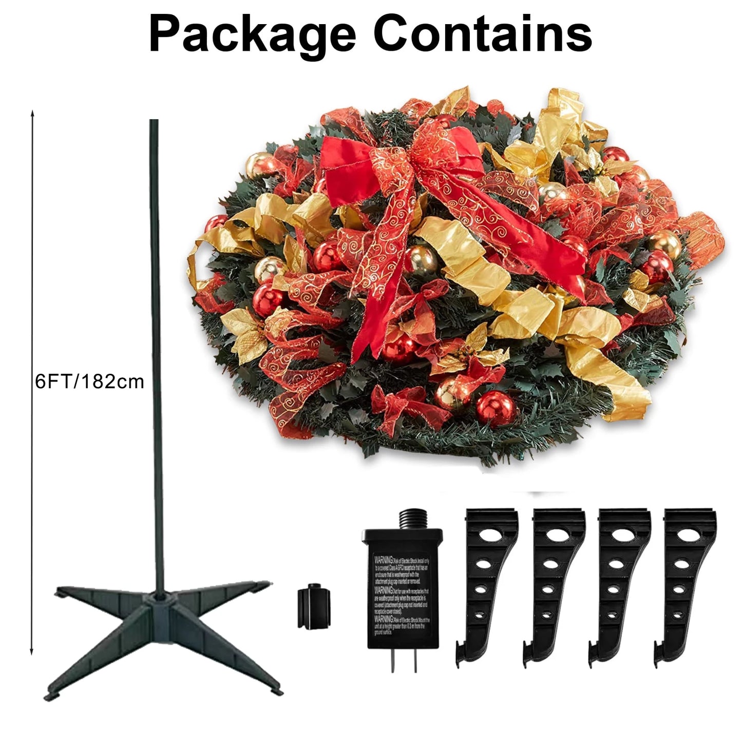 6FT Artificial Christmas Tree with 200 Warm Lights Easy Assembly Collapsible Christmas Tree with Ornaments Christmas Decor