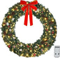 Outdoor Pre-lit Artificial Christmas Wreath, 48 Inch with 150 LED Lights and 450 PVC Branches, Durable Holiday Decorations