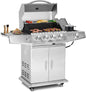 Propane Gas Grill 4 Burners with Side Burner – 60,000 BTU Stainless Steel Outdoor Grill Cart