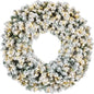 Large 30-inch Flocked Artificial Pre-Lit Fir Christmas Wreath with 100 Dual LED Lights - Holiday Decoration Accent
