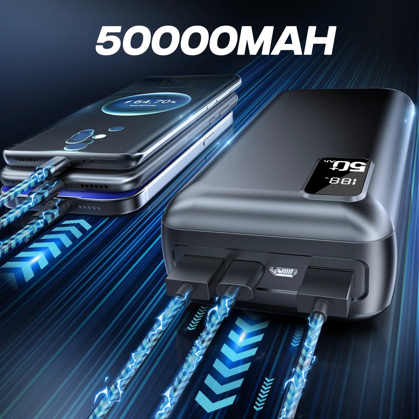 22.5W Fast Charging Power Bank 50000mAh Portable Charger