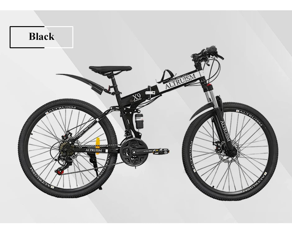 26” Folding Mountain Bike 21-Speed Shimano – Full Suspension & Disc Brakes