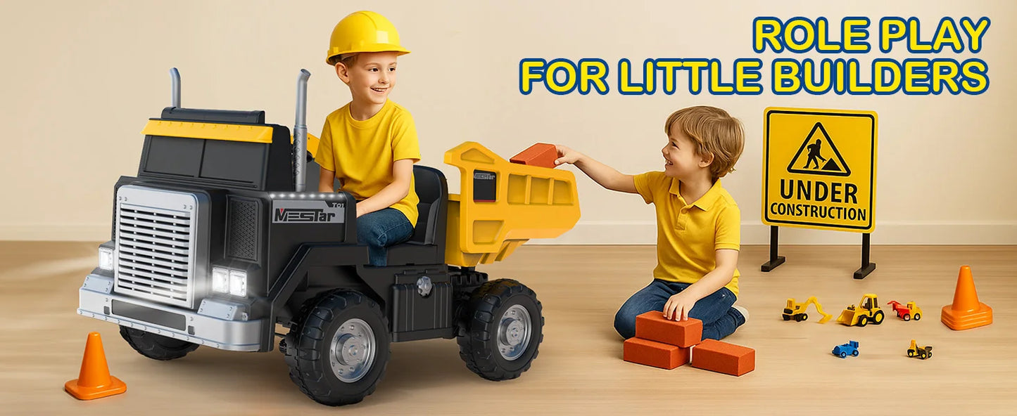LIGIANT 24V Ride-On Dump Truck for Big Kids – 2-Seater Electric Truck with Remote Control, Power Dump Bed, 4WD Switch, Bluetooth & Suspension