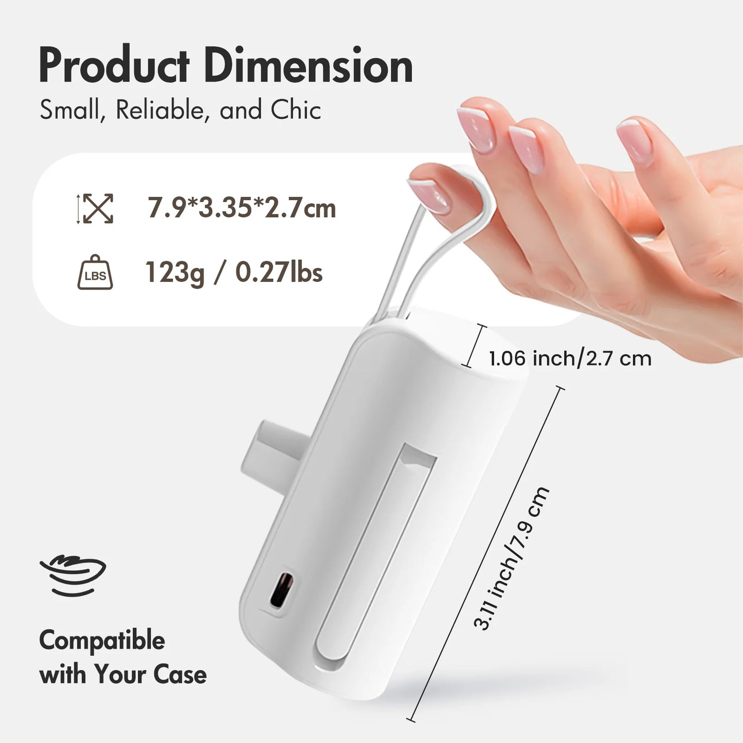 Mini Portable Power Bank 4500mAh – Capsule Charger with Dual USB-C Ports