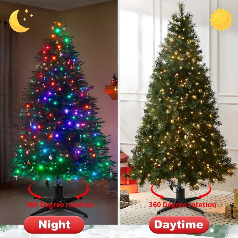 Auto Spinning Christmas Tree Lights Remote Control RGB Warm White 11 Modes 3H/6H Timer 300 LED for 6.6ft Tree Decoration