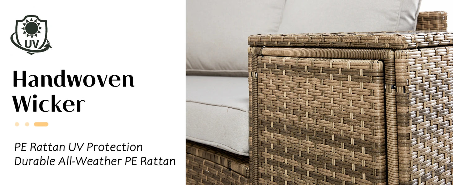 Patio Furniture Sets, 11 Piece Half-Moon Sectional Round Sofa Set, Outdoor Patio Furniture with Cushions & Wedge Table