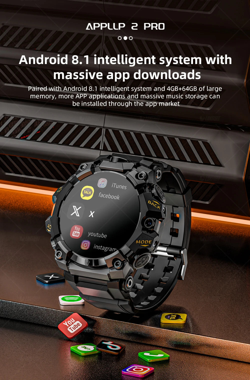 LOKMAT APPLLP 2 PRO Rugged Sport Android Smart Watch