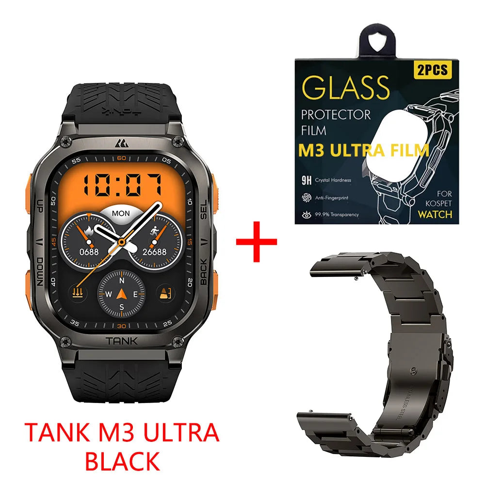2025 Original KOSPET TANK M3 Ultra GPS Smart Watch For Men Stainless Steel 5ATM IP69K Waterproof AOD AMOLED 24/7 Health Monitor