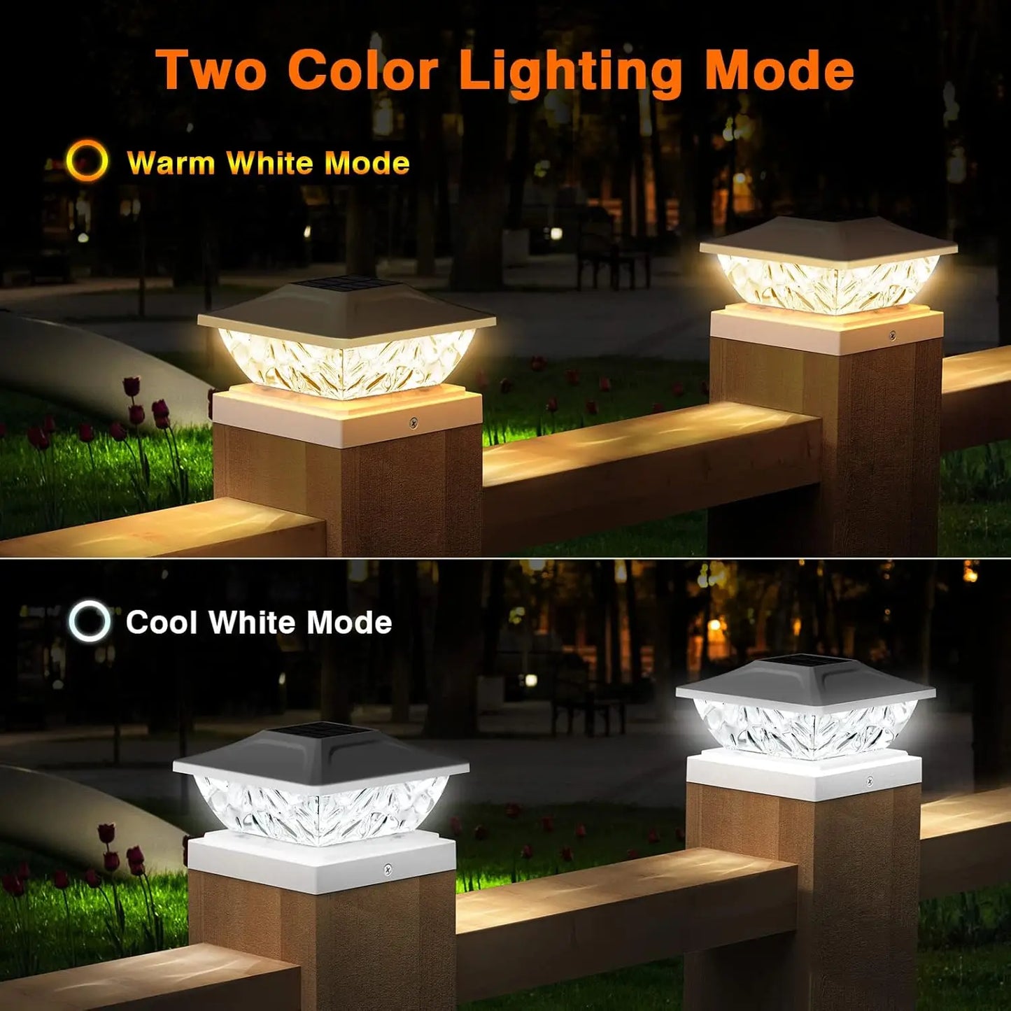 4/6/8/12 Pack 2 Mode Bright Solar Post Lights For Porches, Decks & Walkways