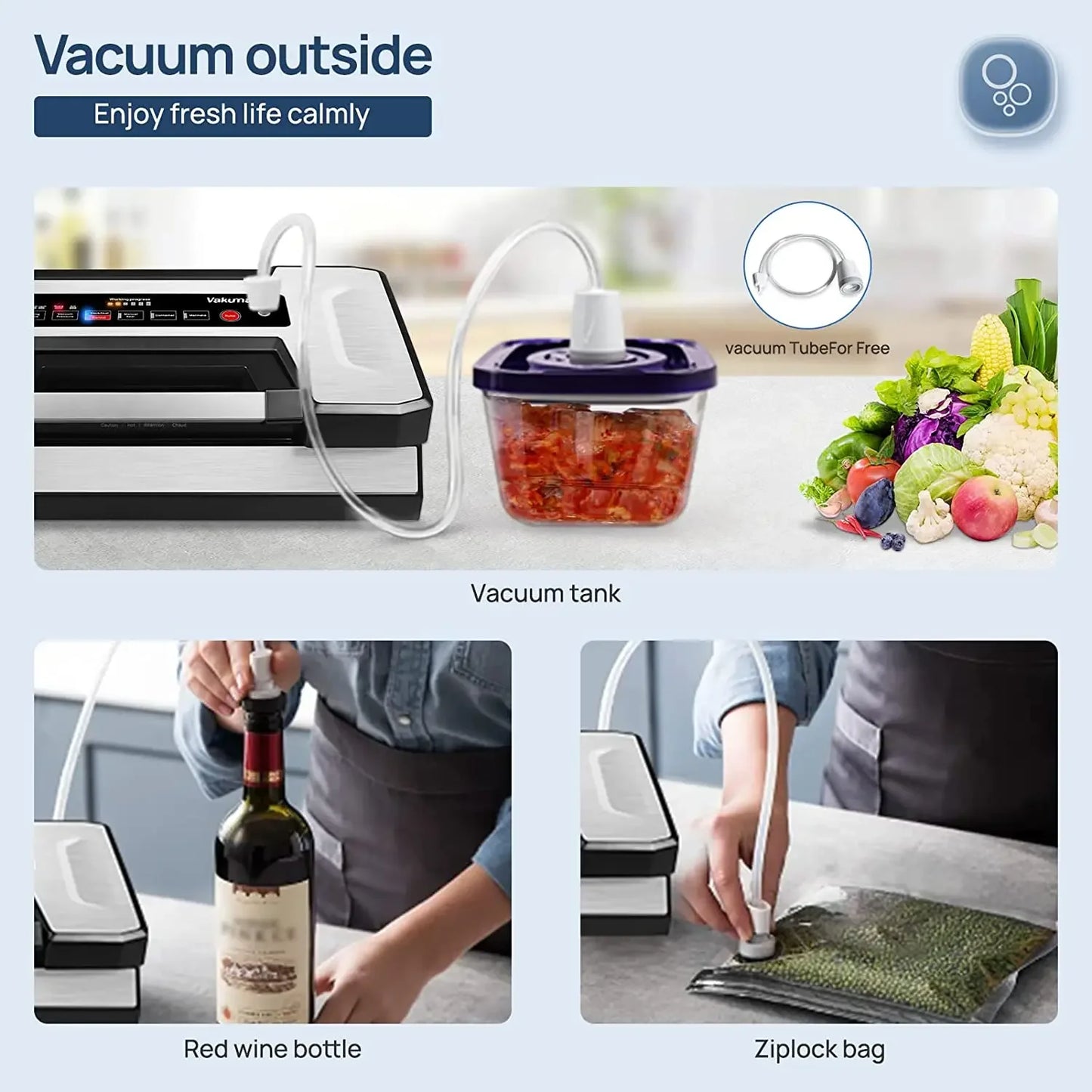 Vakumar VH5186 Food Vacuum Sealer Machine | Automatic Kitchen Sealer with Built-In Cutter & Bag Storage